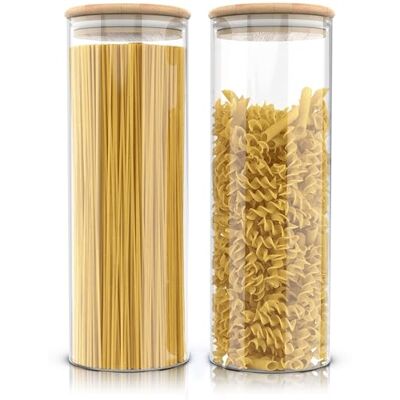 Arendo Vorratsgläser mit Deckel 2er Set Behälter aus Glas – hitzebeständig – Vorratsdosen mit Bambusdeckel luftdicht für Spaghetti Müsli Zucker Mehl Kaffee Reis Arendo Vorratsgläser mit Deckel 2er Set Behälter aus Glas – hitzebeständig – Vorratsdosen mit Bambusdeckel luftdicht für Spaghetti Müsli Zucker Mehl Kaffee Reis