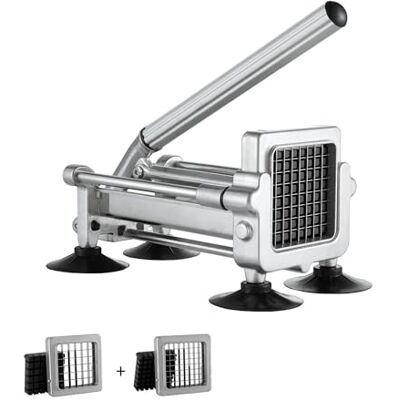 VEVOR Pommes-Frites-Schneider, Kartoffelschneider mit 1/2 Zoll & 3/8 Zoll Edelstahlklingen, manueller Kartoffelzerkleinerer mit Saugnäpfen & Griff, ideal für Kartoffeln Pommes Frites Gemüse VEVOR Pommes-Frites-Schneider, Kartoffelschneider mit 1/2 Zoll & 3/8 Zoll Edelstahlklingen, manueller Kartoffelzerkleinerer mit Saugnäpfen & Griff, ideal für Kartoffeln Pommes Frites Gemüse