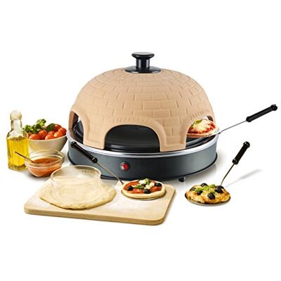 Emerio Pizzaofen, PIZZARETTE das Original, handgemachte Terracotta Tonhaube, patentiertes Design, für Mini-Pizza, echter Familien-Spaß für 6 Personen, PO-110450 Emerio Pizzaofen, PIZZARETTE das Original, handgemachte Terracotta Tonhaube, patentiertes Design, für Mini-Pizza, echter Familien-Spaß für 6 Personen, PO-110450