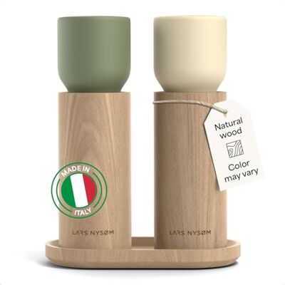 LARS NYSØM Salz und Pfeffermühle Holz Set Manuelle Mühlen Keramikmahlwerk Passender Untersetzer aus Buchenholz Made in Italy Einstellbarer Mahlgrad von fein bis grob Salzmühle für grobes Salz LARS NYSØM Salz und Pfeffermühle Holz Set Manuelle Mühlen Keramikmahlwerk Passender Untersetzer aus Buchenholz Made in Italy Einstellbarer Mahlgrad von fein bis grob Salzmühle für grobes Salz