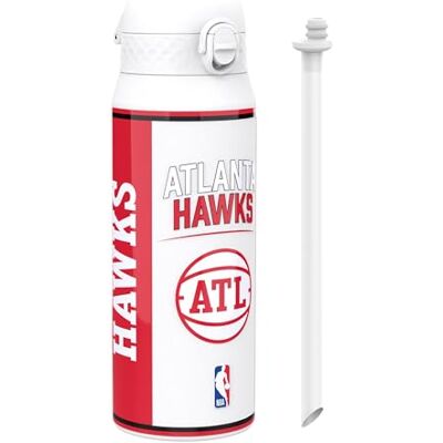 ion8 NBA Atlanta Hawks Trinkflasche Mit Herausnehmbarem Strohhalm, 750ml/24oz, Auslaufsichere Isolierflasche, Leicht Zu Öffnen, Sicherer Verschluss, Spülmaschinenfest, Klappdeckel, Metallflasche ion8 NBA Atlanta Hawks Trinkflasche Mit Herausnehmbarem Strohhalm, 750ml/24oz, Auslaufsichere Isolierflasche, Leicht Zu Öffnen, Sicherer Verschluss, Spülmaschinenfest, Klappdeckel, Metallflasche