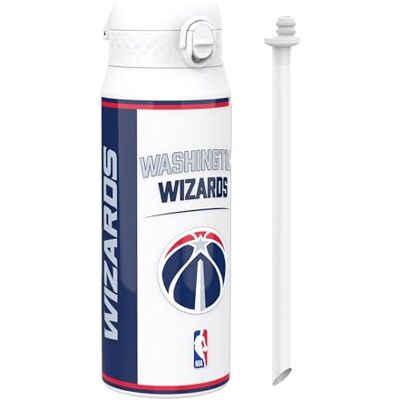 ion8 NBA Washington Wizards Trinkflasche Mit Herausnehmbarem Strohhalm, 750ml/24oz, Auslaufsichere Isolierflasche, Leicht Zu Öffnen, Sicherer Verschluss, Spülmaschinenfest, Klappdeckel, Metallflasche ion8 NBA Washington Wizards Trinkflasche Mit Herausnehmbarem Strohhalm, 750ml/24oz, Auslaufsichere Isolierflasche, Leicht Zu Öffnen, Sicherer Verschluss, Spülmaschinenfest, Klappdeckel, Metallflasche