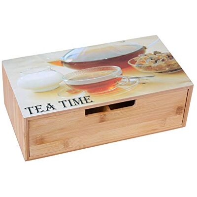 GRÄWE Teebox aus Bambus mit 4 Fächern, Teebeutelbox mit Schublade für aromageschützte Aufbewahrung von Tee 30 x 15,5 x 10 cm GRÄWE Teebox aus Bambus mit 4 Fächern, Teebeutelbox mit Schublade für aromageschützte Aufbewahrung von Tee 30 x 15,5 x 10 cm