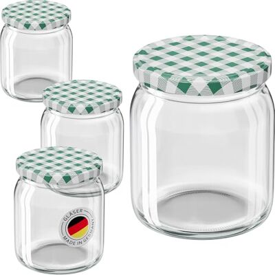 WELLGRO 100x Einmachgläser mit Schraubdeckel 400ml Deckel To 82 grün kariert Made in Germany Vorratsgläser mit Deckel, Gärglas, Dessertgläser WELLGRO 100x Einmachgläser mit Schraubdeckel 400ml Deckel To 82 grün kariert Made in Germany Vorratsgläser mit Deckel, Gärglas, Dessertgläser