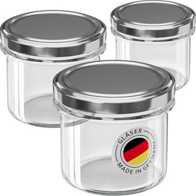 WELLGRO 6x Einmachgläser mit Schraubdeckel 235ml Deckel To 82 silber Made in Germany Vorratsgläser mit Deckel, Gärglas, Dessertgläser WELLGRO 6x Einmachgläser mit Schraubdeckel 235ml Deckel To 82 silber Made in Germany Vorratsgläser mit Deckel, Gärglas, Dessertgläser