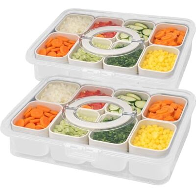 Rosenstein & Söhne Snackdose: 2er-Set Snackboxen mit 8 herausnehmbaren Fächern, Deckel und Griff (Snackbox mit Silikon-Dichtung, Snack-Box) Rosenstein & Söhne Snackdose: 2er-Set Snackboxen mit 8 herausnehmbaren Fächern, Deckel und Griff (Snackbox mit Silikon-Dichtung, Snack-Box)