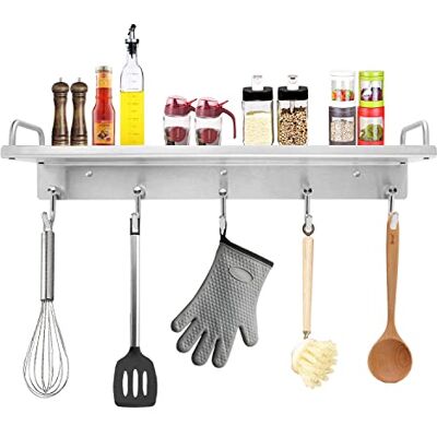 Audmore Gewürzregal mit Haken, zur Wandmontage, Edelstahl, Küchenutensilien, Aufbewahrungsregal, Gewürzgläser-Organizer und Badezimmer-Duschregal mit Handtuchaufhänger, 40 cm Audmore Gewürzregal mit Haken, zur Wandmontage, Edelstahl, Küchenutensilien, Aufbewahrungsregal, Gewürzgläser-Organizer und Badezimmer-Duschregal mit Handtuchaufhänger, 40 cm
