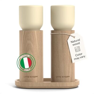 LARS NYSØM Salz und Pfeffermühle Holz Set Manuelle Mühlen Keramikmahlwerk Passender Untersetzer aus Buchenholz Made in Italy Einstellbarer Mahlgrad von fein bis grob Salzmühle für grobes Salz LARS NYSØM Salz und Pfeffermühle Holz Set Manuelle Mühlen Keramikmahlwerk Passender Untersetzer aus Buchenholz Made in Italy Einstellbarer Mahlgrad von fein bis grob Salzmühle für grobes Salz