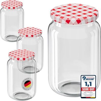 WELLGRO 25x Einmachgläser 720ml – Schraubdeckel TO82 rot kariert – Made in Germany – Vorratsgläser, Marmeladengläser, Aufbewahrungsgläser & Gärgläser WELLGRO 25x Einmachgläser 720ml – Schraubdeckel TO82 rot kariert – Made in Germany – Vorratsgläser, Marmeladengläser, Aufbewahrungsgläser & Gärgläser