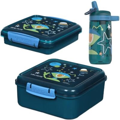 Sistema Expressions Kinder Brotdose & Wasserflaschen-Set Bento Cube (1,25L), Sandwich Box (450ml) & Easy Sip Flasche (500ml) Alien Laguna Sistema Expressions Kinder Brotdose & Wasserflaschen-Set Bento Cube (1,25L), Sandwich Box (450ml) & Easy Sip Flasche (500ml) Alien Laguna
