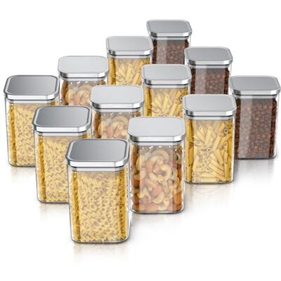 Arendo Vorratsgläser 1200ml mit Deckel Edelstahl 12er Set Behälter aus Glas – hitzebeständig – Vorratsdosen/Vorratsbehälter mit Edelstahl Deckel luftdicht für Müsli Zucker Mehl Kaffee Arendo Vorratsgläser 1200ml mit Deckel Edelstahl 12er Set Behälter aus Glas – hitzebeständig – Vorratsdosen/Vorratsbehälter mit Edelstahl Deckel luftdicht für Müsli Zucker Mehl Kaffee