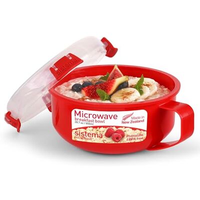 Sistema Rotes/Transparenter Mikrowellen-Porridge-Schüssel - 850 ml Sistema Rotes/Transparenter Mikrowellen-Porridge-Schüssel - 850 ml