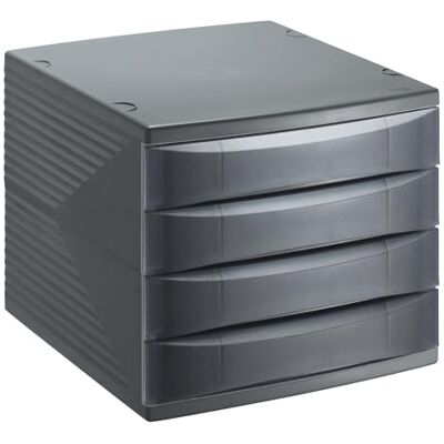 Rotho Quadra Schubladen-/Bürobox mit 4 Schubladen, Kunststoff (PS), BPA-frei, Schwarz, (36.5 x 28,0 x 25,0 cm), Anthrazit Rotho Quadra Schubladen-/Bürobox mit 4 Schubladen, Kunststoff (PS), BPA-frei, Schwarz, (36.5 x 28,0 x 25,0 cm), Anthrazit