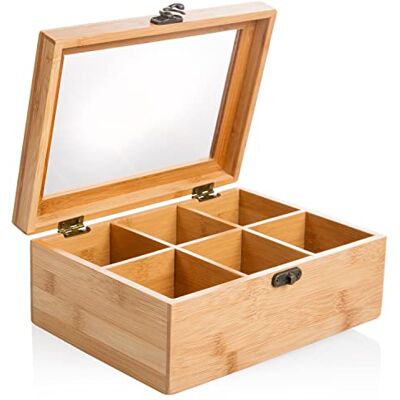Wenco - 555128 - Premium Bambusteekiste mit 6 Fächern - Teekiste Wenco - 555128 - Premium Bambusteekiste mit 6 Fächern - Teekiste