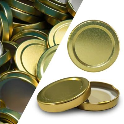 Vitrea 50er Set Twist Off Ersatzdeckel Deckel für Sturzgläser To 43 Gold goldener Deckel Passend für 37/53 / 65/106/107 ml Vitrea 50er Set Twist Off Ersatzdeckel Deckel für Sturzgläser To 43 Gold goldener Deckel Passend für 37/53 / 65/106/107 ml