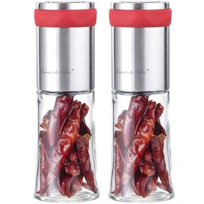 Rosenstein & Söhne Chillimühle: 2er-Set Gewürz- und Chilimühlen mit Edelstahl-Mahlwerken (Chili Mühlen, Chili Gewürzmühle, Mühle) Rosenstein & Söhne Chillimühle: 2er-Set Gewürz- und Chilimühlen mit Edelstahl-Mahlwerken (Chili Mühlen, Chili Gewürzmühle, Mühle)
