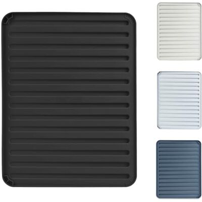 KADAX Abtropfmatte für Geschirr, Flache Trocknungsmatte mit Drainage 40x30 cm, Abflussmatte für Glaswaren, Trockenlegung für Küche Abtropfunterlage (schwarz) KADAX Abtropfmatte für Geschirr, Flache Trocknungsmatte mit Drainage 40x30 cm, Abflussmatte für Glaswaren, Trockenlegung für Küche Abtropfunterlage (schwarz)