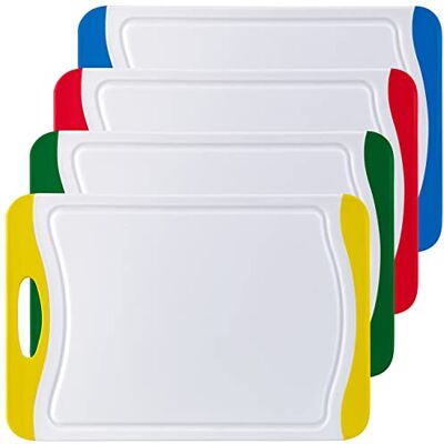 Rosenstein & Söhne Schneidebrett Kunststoff: 4er-Set Schneidebretter in 4 Farben, antibakteriell, je 42 x 29 cm (Schneidbretter, Frühstücksbrettchen-Set, groß) Rosenstein & Söhne Schneidebrett Kunststoff: 4er-Set Schneidebretter in 4 Farben, antibakteriell, je 42 x 29 cm (Schneidbretter, Frühstücksbrettchen-Set, groß)