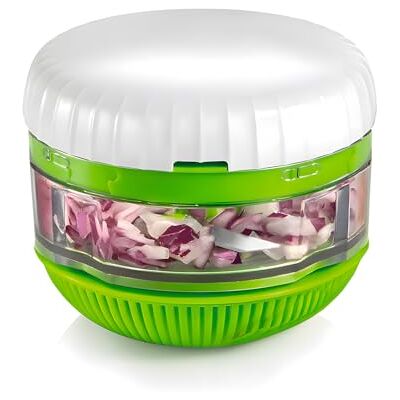 Wintem Zerkleinerer aus Kunststoff, drehbar, Weiß und Grün, 10 cm, kompakte Größe und platzsparend, ideal zum Zerkleinern von Knoblauch, Zwiebeln und aromatischen Kräutern – einfach zu bedienen und Wintem Zerkleinerer aus Kunststoff, drehbar, Weiß und Grün, 10 cm, kompakte Größe und platzsparend, ideal zum Zerkleinern von Knoblauch, Zwiebeln und aromatischen Kräutern – einfach zu bedienen und
