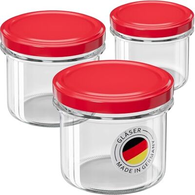 WELLGRO 6x Einmachgläser mit Schraubdeckel 235ml Deckel To 82 rot Made in Germany Vorratsgläser mit Deckel, Gärglas, Dessertgläser WELLGRO 6x Einmachgläser mit Schraubdeckel 235ml Deckel To 82 rot Made in Germany Vorratsgläser mit Deckel, Gärglas, Dessertgläser