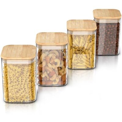 Arendo Vorratsgläser mit Deckel 1200ml 4er Set Behälter aus Glas – hitzebeständig – Vorratsdosen/Vorratsbehälter mit Bambusdeckel luftdicht für Müsli Zucker Mehl Kaffee Reis Arendo Vorratsgläser mit Deckel 1200ml 4er Set Behälter aus Glas – hitzebeständig – Vorratsdosen/Vorratsbehälter mit Bambusdeckel luftdicht für Müsli Zucker Mehl Kaffee Reis