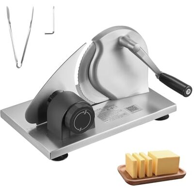 VEVOR Manueller Brotschneider, Käseschneider mit einstellbarer Schnittstärke (0–15 mm), handbetriebener Brotschneider mit mikrogezahnter Edelstahlklinge für Küche, Bäckerei und Partys VEVOR Manueller Brotschneider, Käseschneider mit einstellbarer Schnittstärke (0–15 mm), handbetriebener Brotschneider mit mikrogezahnter Edelstahlklinge für Küche, Bäckerei und Partys
