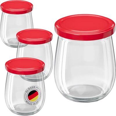 WELLGRO 6x Einmachgläser mit Schraubdeckel 417ml Deckel To 82 rot Made in Germany Vorratsgläser mit Deckel, Gärglas, Dessertgläser WELLGRO 6x Einmachgläser mit Schraubdeckel 417ml Deckel To 82 rot Made in Germany Vorratsgläser mit Deckel, Gärglas, Dessertgläser