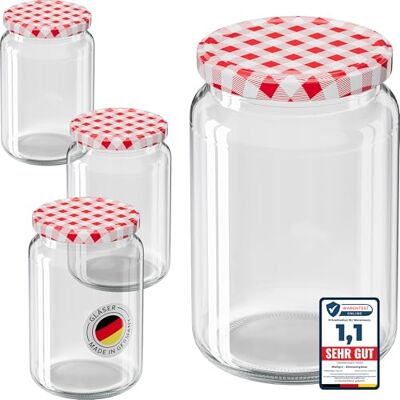 WELLGRO 6x Einmachgläser mit Schraubdeckel TO 82-635ml rot kariert Made in Germany Luftdichte Rundgläser ideal zum Einkochen und Aufbewahren WELLGRO 6x Einmachgläser mit Schraubdeckel TO 82-635ml rot kariert Made in Germany Luftdichte Rundgläser ideal zum Einkochen und Aufbewahren