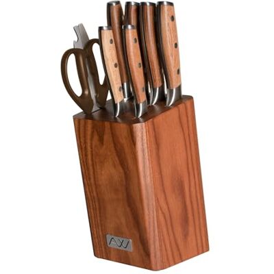Rio Ashwood 8-teiliges Küchenmesser-Set aus Holz mit Schleifgerät und Schere – Professionelle, ultrascharfe Klingen aus deutschem Edelstahl – Langlebiger Vollerl-Griff aus Naturholz Rio Ashwood 8-teiliges Küchenmesser-Set aus Holz mit Schleifgerät und Schere – Professionelle, ultrascharfe Klingen aus deutschem Edelstahl – Langlebiger Vollerl-Griff aus Naturholz