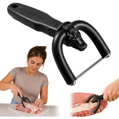 Generic 2-in-1 Hand-Fleischschneider & Fett-Trimmer, Werkzeug zum Fettentfernen Anti-Rutsch Gebogener Griff & Edelstahlklinge, Tragbares Küchen-Tool zum Zuschneiden für Rind, Schwein, Brisket, Lamm & Bacon Generic 2-in-1 Hand-Fleischschneider & Fett-Trimmer, Werkzeug zum Fettentfernen Anti-Rutsch Gebogener Griff & Edelstahlklinge, Tragbares Küchen-Tool zum Zuschneiden für Rind, Schwein, Brisket, Lamm & Bacon