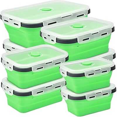 Rosenstein & Söhne Frischhaltedosen: 8er-Set zusammenklappbare Silikon-Aufbewahrungsbehälter mit Deckeln (Frischhalteboxen, Silikon-Frischhaltedosen, Grill) Rosenstein & Söhne Frischhaltedosen: 8er-Set zusammenklappbare Silikon-Aufbewahrungsbehälter mit Deckeln (Frischhalteboxen, Silikon-Frischhaltedosen, Grill)