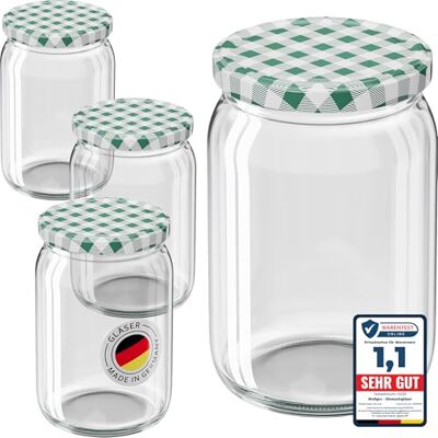 WELLGRO 25x Einmachgläser mit Schraubdeckel 550ml Deckel To 82 grün kariert Made in Germany Vorratsgläser mit Deckel, Gärglas, Dessertgläser WELLGRO 25x Einmachgläser mit Schraubdeckel 550ml Deckel To 82 grün kariert Made in Germany Vorratsgläser mit Deckel, Gärglas, Dessertgläser