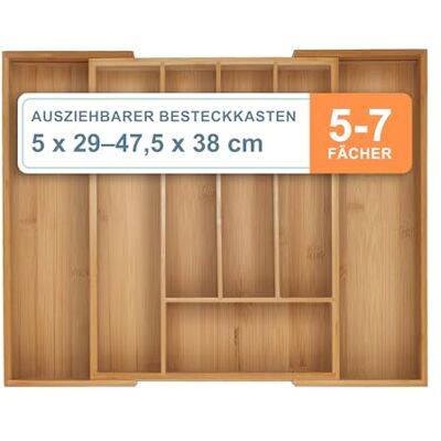 Relaxdays Bambus Schubladenorganizer - Verstellbare Fächer Relaxdays Bambus Schubladenorganizer - Verstellbare Fächer