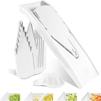 Börner V1 ClassicLine Gemüsehobel Starter Set Mit 4 Einsätzen Weiß Mit Sicherheitsfruchthalter + 4 Einsätzen Scheiben in 3 Schnittstärken Stifte in 2 Größen Edelstahlmesser BPA-frei Börner V1 ClassicLine Gemüsehobel Starter Set Mit 4 Einsätzen Weiß Mit Sicherheitsfruchthalter + 4 Einsätzen Scheiben in 3 Schnittstärken Stifte in 2 Größen Edelstahlmesser BPA-frei