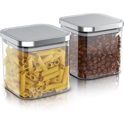 Arendo Vorratsgläser 800ml mit Deckel Edelstahl 2er Set Behälter aus Glas – hitzebeständig – Vorratsdosen/Vorratsbehälter mit Edelstahl Deckel luftdicht für Müsli Zucker Mehl Kaffee Arendo Vorratsgläser 800ml mit Deckel Edelstahl 2er Set Behälter aus Glas – hitzebeständig – Vorratsdosen/Vorratsbehälter mit Edelstahl Deckel luftdicht für Müsli Zucker Mehl Kaffee