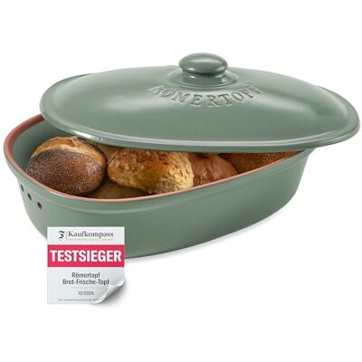 Romertopf Römertopf Brottopf oval MAXI 6,5 L Brotkasten Keramik XXL, Grün 40 x 28 x 20 cm, Platz für Baguette und Wochenvorrat, atmungsaktive Keramik mit Deckel, spülmaschinengeeignet Romertopf Römertopf Brottopf oval MAXI 6,5 L Brotkasten Keramik XXL, Grün 40 x 28 x 20 cm, Platz für Baguette und Wochenvorrat, atmungsaktive Keramik mit Deckel, spülmaschinengeeignet