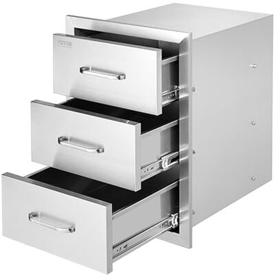 VEVOR Outdoor-Küchenschubladen flächenbündig montierte Grillschubladen mit dreifachem Zugriff und Edelstahlgriff, Grillinselschubladen für Außenküchen oder Grillinsel-Terrasse 400 x 450 x 450 mm VEVOR Outdoor-Küchenschubladen flächenbündig montierte Grillschubladen mit dreifachem Zugriff und Edelstahlgriff, Grillinselschubladen für Außenküchen oder Grillinsel-Terrasse 400 x 450 x 450 mm