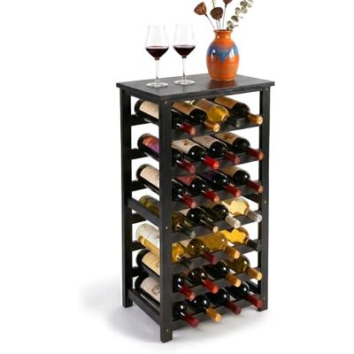 Relaxdays Weinregal, 28 Flaschen, Walnussholz, HBT 94x47x26 cm, schwarz Weinhalter für Rot- & Weißwein, Flaschenregal Relaxdays Weinregal, 28 Flaschen, Walnussholz, HBT 94x47x26 cm, schwarz Weinhalter für Rot- & Weißwein, Flaschenregal