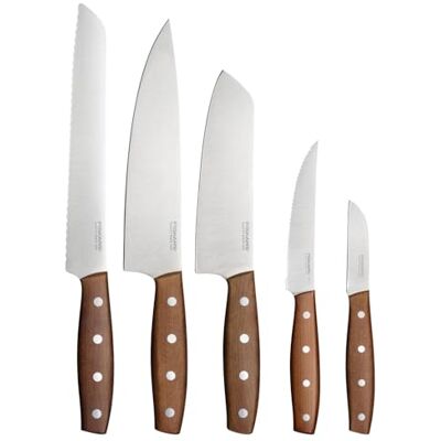 Fiskars Folken Messer-Set, 5-teilig, Kochmesser, Santokumesser, Brotmesser Fiskars Folken Messer-Set, 5-teilig, Kochmesser, Santokumesser, Brotmesser