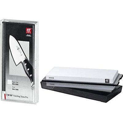 ZWILLING Twin Finishing Stone Pro Wetzstein, Schleifstein, Körnung 3000 und 8000, Größe 20x9x4cm, Grau ZWILLING Twin Finishing Stone Pro Wetzstein, Schleifstein, Körnung 3000 und 8000, Größe 20x9x4cm, Grau