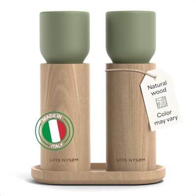 LARS NYSØM Salz und Pfeffermühle Holz Set Manuelle Mühlen Keramikmahlwerk Passender Untersetzer aus Buchenholz Made in Italy Einstellbarer Mahlgrad von fein bis grob Salzmühle für grobes Salz LARS NYSØM Salz und Pfeffermühle Holz Set Manuelle Mühlen Keramikmahlwerk Passender Untersetzer aus Buchenholz Made in Italy Einstellbarer Mahlgrad von fein bis grob Salzmühle für grobes Salz
