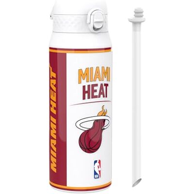 ion8 NBA Miami Heat Trinkflasche Mit Herausnehmbarem Strohhalm, 750ml/24oz, Auslaufsichere Isolierflasche, Leicht Zu Öffnen, Sicherer Verschluss, Spülmaschinenfest, Klappdeckel, Metallflasche ion8 NBA Miami Heat Trinkflasche Mit Herausnehmbarem Strohhalm, 750ml/24oz, Auslaufsichere Isolierflasche, Leicht Zu Öffnen, Sicherer Verschluss, Spülmaschinenfest, Klappdeckel, Metallflasche