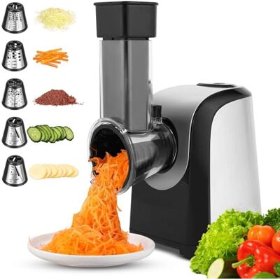 COOCHEER Gemüseschneider Elektrisch 150W Gemüsehobel mit 5 Klingeneinsätzen, Multifunktionsreibe Elektrische Reibe für Käse, Kartoffeln, Karotten, Obst und Gemüse COOCHEER Gemüseschneider Elektrisch 150W Gemüsehobel mit 5 Klingeneinsätzen, Multifunktionsreibe Elektrische Reibe für Käse, Kartoffeln, Karotten, Obst und Gemüse