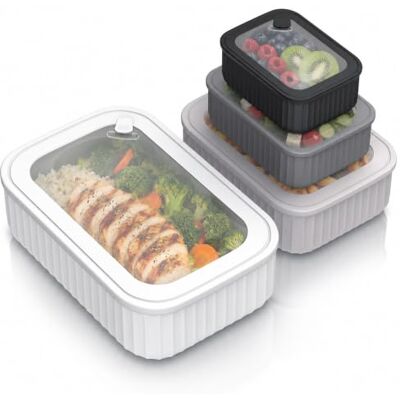 Arendo – Lunchbox Vorratsdosen Set mit Deckel – 4 Dosen bis zu 4 Liter – Dampf-/Druckventil – ineinander stapelbar – spülmaschinengeeignet – für Lebensmittel Vorräte Meal-Prep u.v.m. Arendo – Lunchbox Vorratsdosen Set mit Deckel – 4 Dosen bis zu 4 Liter – Dampf-/Druckventil – ineinander stapelbar – spülmaschinengeeignet – für Lebensmittel Vorräte Meal-Prep u.v.m.