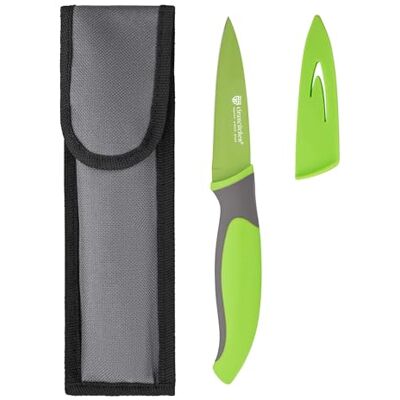 GRÄWE Küchenmesser mit Klingenschutz, antibakteriell, Grün, Allzweckmesser für die Küche, Rutschfester Griff, Antihaft-Beschichtung, mit Schutzhülle und Stoffetui, 19,5 cm Gesamtlänge GRÄWE Küchenmesser mit Klingenschutz, antibakteriell, Grün, Allzweckmesser für die Küche, Rutschfester Griff, Antihaft-Beschichtung, mit Schutzhülle und Stoffetui, 19,5 cm Gesamtlänge