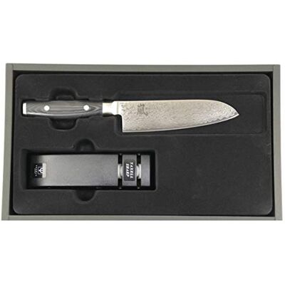 Yaxell - Santoku RAN+Schleifstahl - Damascus VG10 - Messerset Yaxell - Santoku RAN+Schleifstahl - Damascus VG10 - Messerset