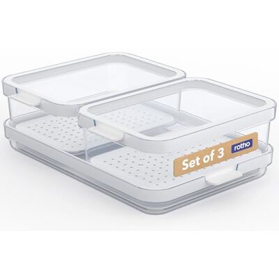 Rotho Aufbewahrungsbox Cauma 3er-Set Kühlschrank Organizer transparent weiß Rotho Aufbewahrungsbox Cauma 3er-Set Kühlschrank Organizer transparent weiß