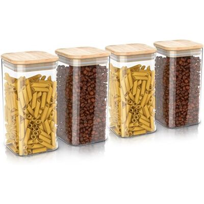 Arendo Vorratsbehälter mit Deckel -1650ml 4er Set Behälter aus Glas – hitzebeständig – Vorratsgläser mit Bambusdeckel luftdicht für Müsli Zucker Mehl Kaffee Reis Arendo Vorratsbehälter mit Deckel -1650ml 4er Set Behälter aus Glas – hitzebeständig – Vorratsgläser mit Bambusdeckel luftdicht für Müsli Zucker Mehl Kaffee Reis