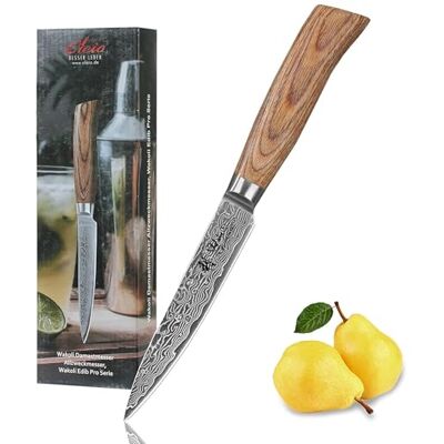 Wakoli EDIB Pro Allzweckmesser 12 cm Klinge aus 67 Lagen Damaststahl (VG10) VG10 Kern, beidseitiger 15° V-Schliff, Pakkaholzgriff und Geschenkbox; für Obst, Gemüse, Kräuter und feine Fleischstücke Wakoli EDIB Pro Allzweckmesser 12 cm Klinge aus 67 Lagen Damaststahl (VG10) VG10 Kern, beidseitiger 15° V-Schliff, Pakkaholzgriff und Geschenkbox; für Obst, Gemüse, Kräuter und feine Fleischstücke