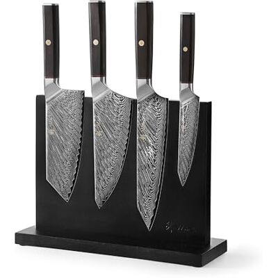 Wakoli Culinary Asia Damast Küchenmesser Set & magnetischer Messerblock 4-teiliges Damastmesser Set aus 67 Lagen Damaststahl mit VG10-Kern, Oktagongriffe aus Naturholz, Messerblock aus Akazienholz Wakoli Culinary Asia Damast Küchenmesser Set & magnetischer Messerblock 4-teiliges Damastmesser Set aus 67 Lagen Damaststahl mit VG10-Kern, Oktagongriffe aus Naturholz, Messerblock aus Akazienholz
